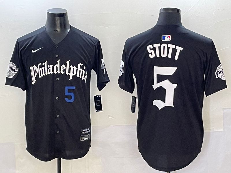Men 2025 Philadelphia Phillies #5 Stott Black Seventh generation Joint Name Nike MLB Jersey style 4->philadelphia phillies->MLB Jersey